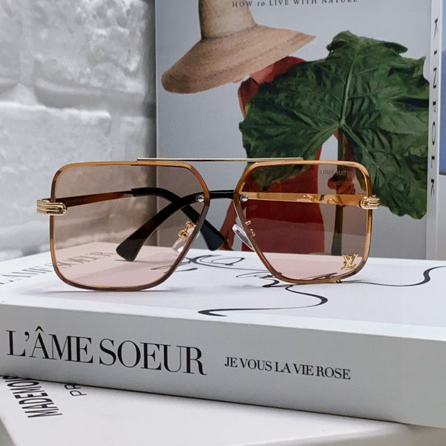 SQUARE SUNGLASSES 570262 IN GOLD METAL LIGHT BROWN LENS