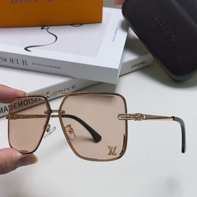 SQUARE SUNGLASSES 570262 IN GOLD METAL LIGHT BROWN LENS