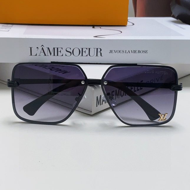 SQUARE SUNGLASSES 570266 IN BLACK METAL LOGO ON LENS