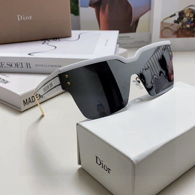OBLIQUE SUNGLASS 571600 IN WHITE METAL BLACK MIRROR LENSES