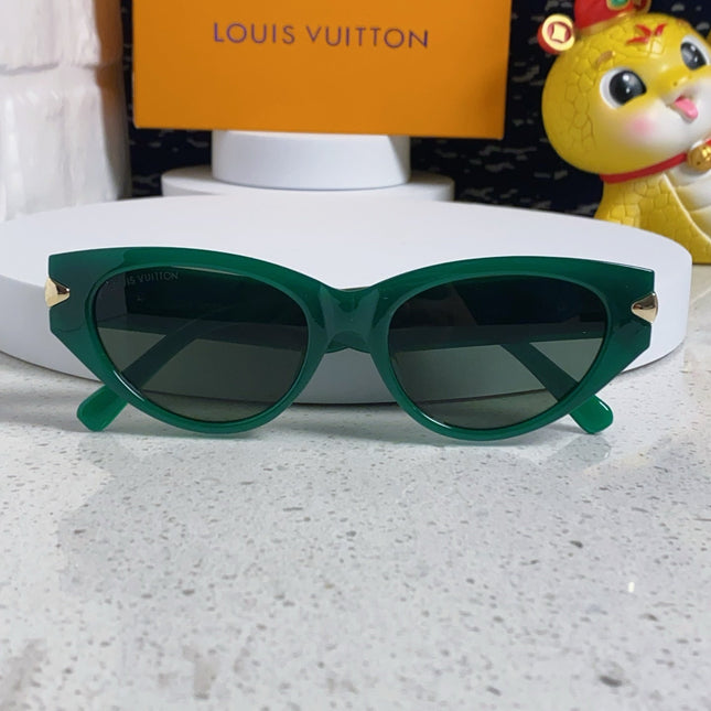 CAT EYE SUNGLASSES 576882 IN GREEN AND GOLD ACETATE
