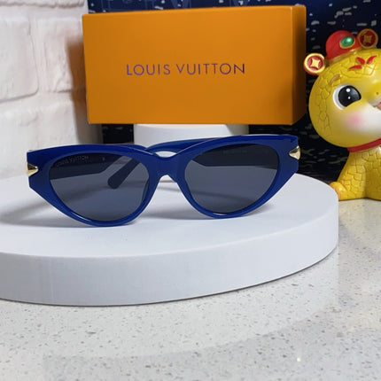 CAT EYE SUNGLASSES 576883 IN BLUE AND GOLD ACETATE