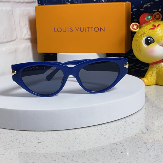 CAT EYE SUNGLASSES 576883 IN BLUE AND GOLD ACETATE