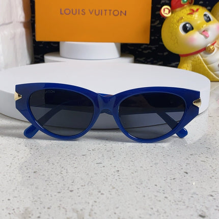 CAT EYE SUNGLASSES 576883 IN BLUE AND GOLD ACETATE