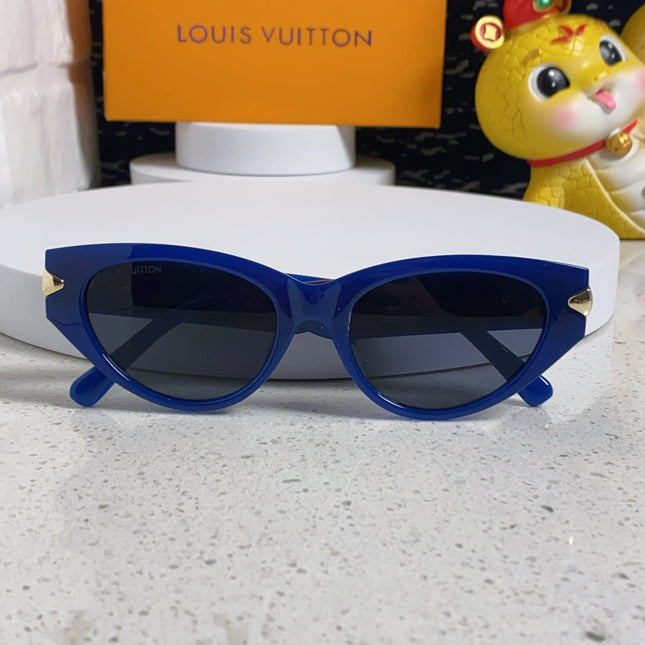 CAT EYE SUNGLASSES 576883 IN BLUE AND GOLD ACETATE