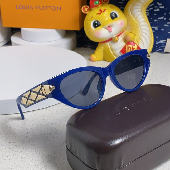 CAT EYE SUNGLASSES 576883 IN BLUE AND GOLD ACETATE