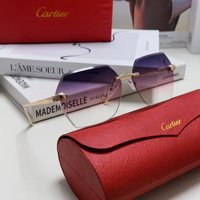 PANTHÈRE RIMLESS GEOMETRIC FRAME SUNGLASSES  539743 IN METAL