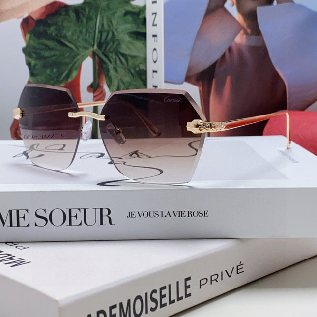 PANTHÈRE RIMLESS GEOMETRIC FRAME SUNGLASSES  539743 IN METAL