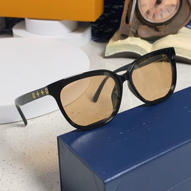 CAT EYE SUNGLASSES 571646 IN BLACK ACETATE LIGHT BROWN LENS