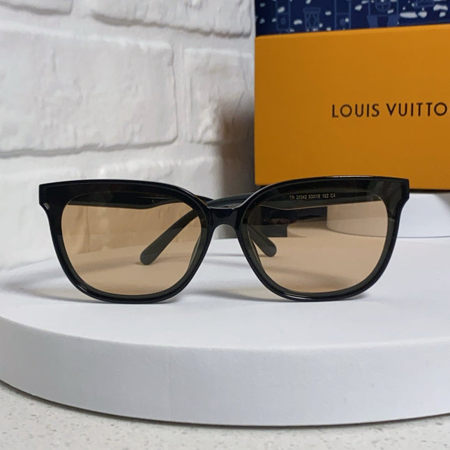 CAT EYE SUNGLASSES 571646 IN BLACK ACETATE LIGHT BROWN LENS