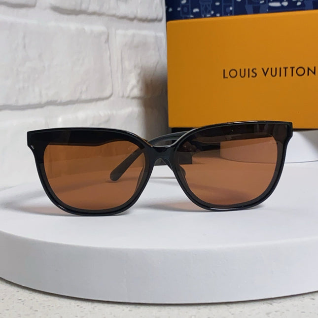CAT EYE SUNGLASSES 571647 IN BLACK ACETATE BROWN LENS