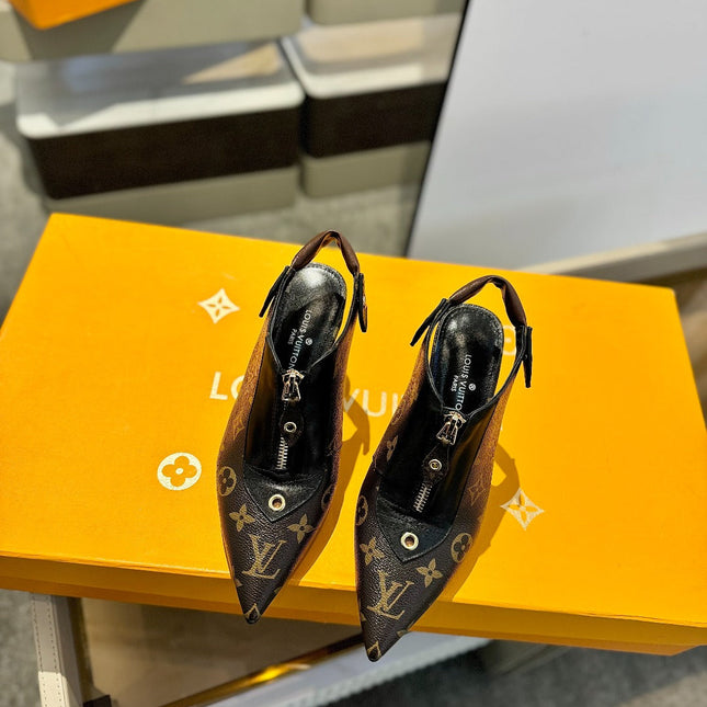 ALLURE HIGH 8 CM SLINGBACK IN CHOCOLATE BROWN MONOGRAM CALFSKIN