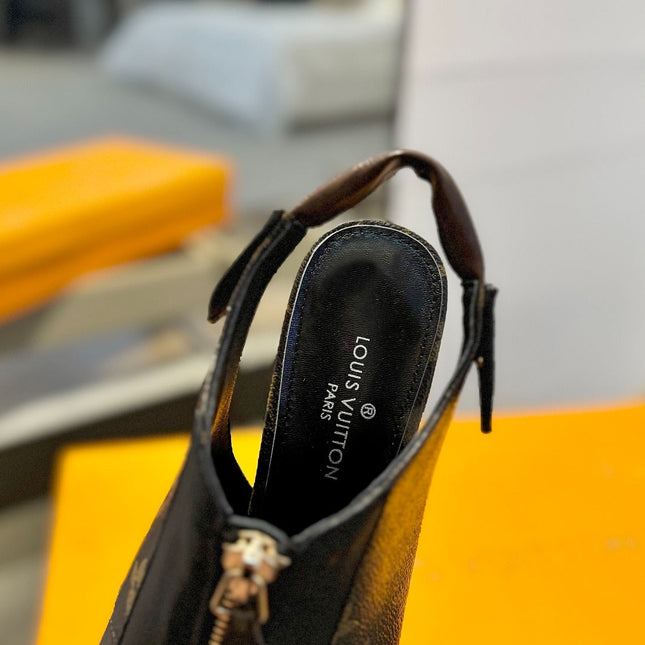 ALLURE HIGH 8 CM SLINGBACK IN CHOCOLATE BROWN MONOGRAM CALFSKIN
