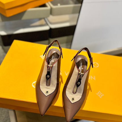ALLURE HIGH 8 CM SLINGBACK IN CHOCOLATE MIX SAND BROWN CALFSKIN