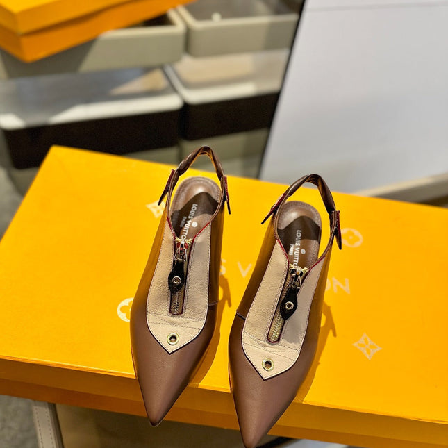ALLURE HIGH 8 CM SLINGBACK IN CHOCOLATE MIX SAND BROWN CALFSKIN