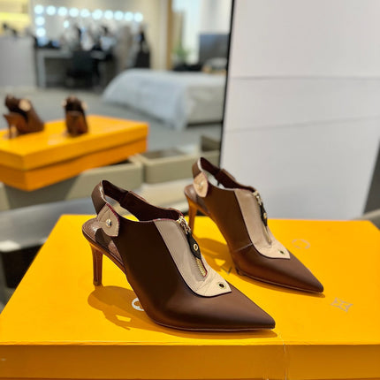 ALLURE HIGH 8 CM SLINGBACK IN CHOCOLATE MIX SAND BROWN CALFSKIN