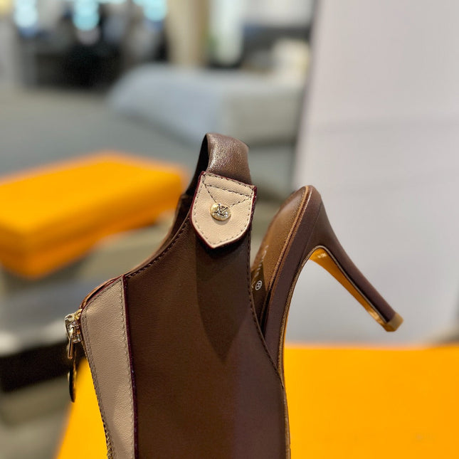 ALLURE HIGH 8 CM SLINGBACK IN CHOCOLATE MIX SAND BROWN CALFSKIN