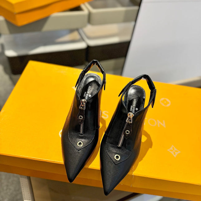 ALLURE HIGH 8 CM SLINGBACK IN BLACK CALFSKIN