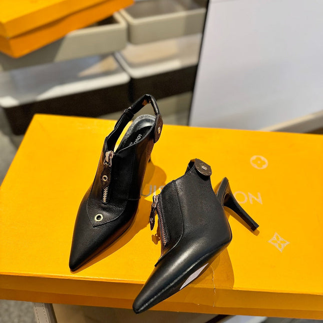 ALLURE HIGH 8 CM SLINGBACK IN BLACK CALFSKIN