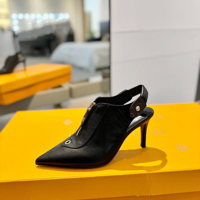 ALLURE HIGH 8 CM SLINGBACK IN BLACK CALFSKIN
