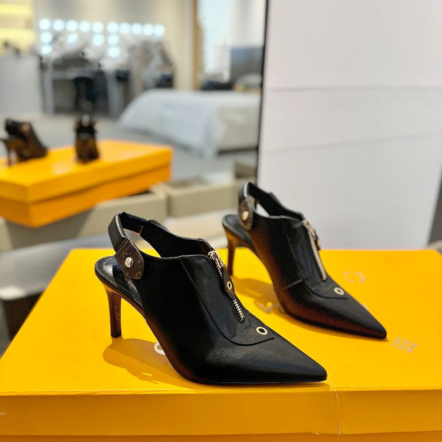 ALLURE HIGH 8 CM SLINGBACK IN BLACK CALFSKIN