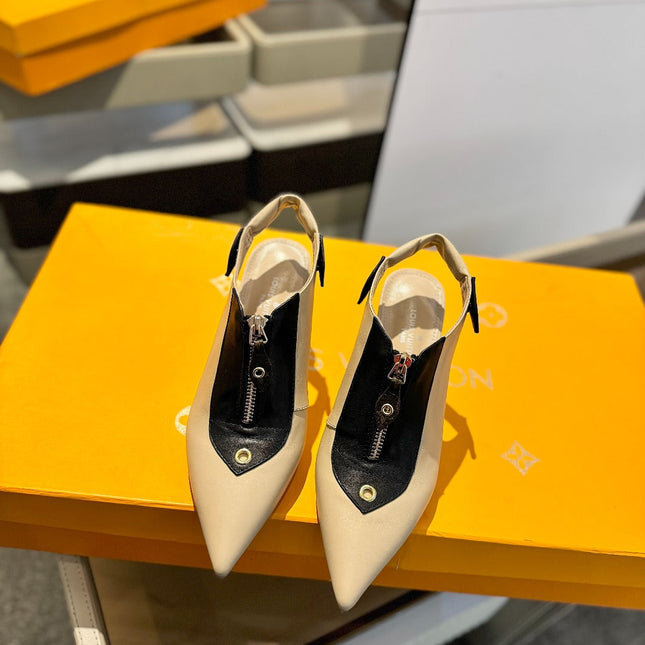 ALLURE HIGH 8 CM SLINGBACK IN SAND BROWN CALFSKIN