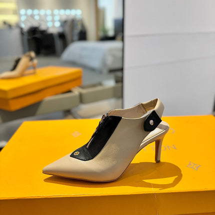 ALLURE HIGH 8 CM SLINGBACK IN SAND BROWN CALFSKIN