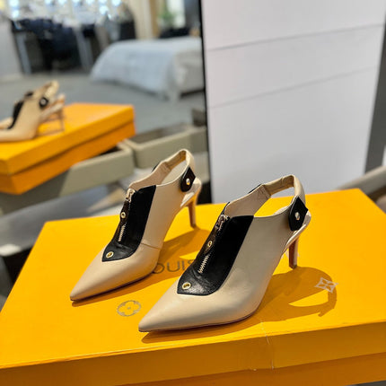 ALLURE HIGH 8 CM SLINGBACK IN SAND BROWN CALFSKIN