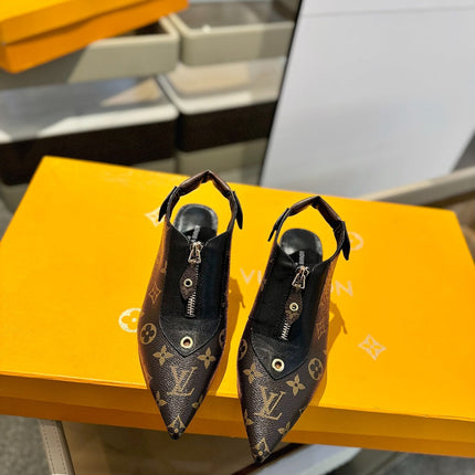 ALLURE HIGH 4.5 CM SLINGBACK IN CHOCOLATE BROWN MONOGRAM CALFSKIN