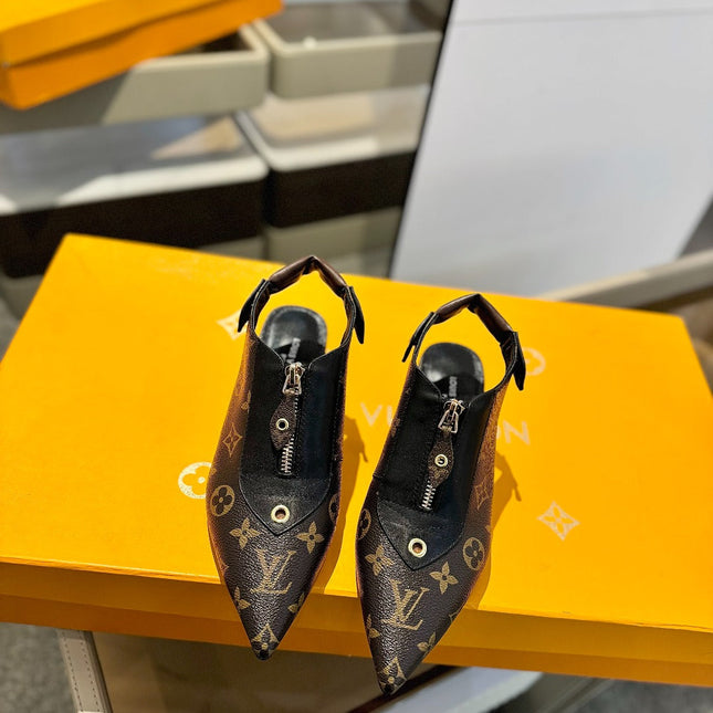 ALLURE HIGH 4.5 CM SLINGBACK IN CHOCOLATE BROWN MONOGRAM CALFSKIN