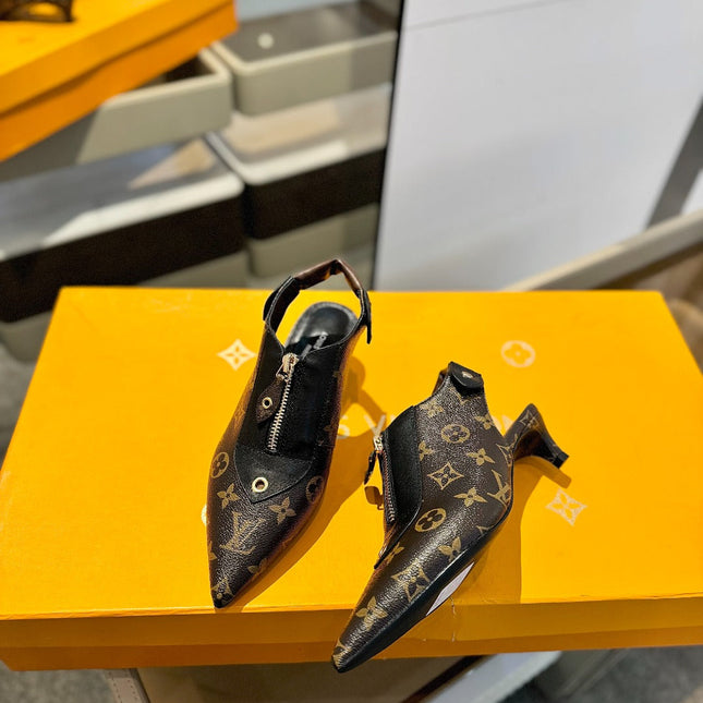 ALLURE HIGH 4.5 CM SLINGBACK IN CHOCOLATE BROWN MONOGRAM CALFSKIN