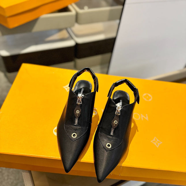 ALLURE HIGH 4.5 CM SLINGBACK IN BLACK MONOGRAM CALFSKIN