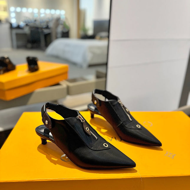 ALLURE HIGH 4.5 CM SLINGBACK IN BLACK MONOGRAM CALFSKIN
