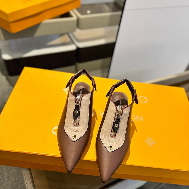 ALLURE HIGH 4.5 CM SLINGBACK IN CHOCOLATE MIX SAND BROWN CALFSKIN