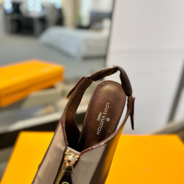 ALLURE HIGH 4.5 CM SLINGBACK IN CHOCOLATE MIX SAND BROWN CALFSKIN