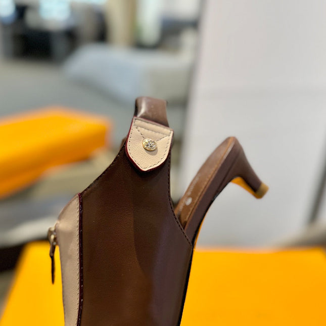 ALLURE HIGH 4.5 CM SLINGBACK IN CHOCOLATE MIX SAND BROWN CALFSKIN