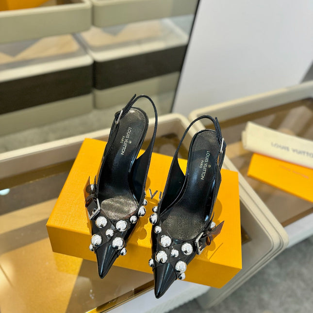 HIGH HEELS 95 MM IN BLACK PATENT CALFSKIN WITH CRYSTALS