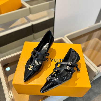 HIGH PUMP 5 CM TRIPLE-STRAP IN BLACK PATENT CALFSKIN