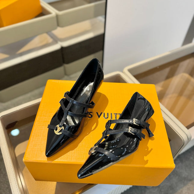 HIGH PUMP 5 CM TRIPLE-STRAP IN BLACK PATENT CALFSKIN