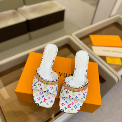 LV X TM 6AM HIGH 4 CM MULE IN WHITE MONOGRAM CALFSKIN