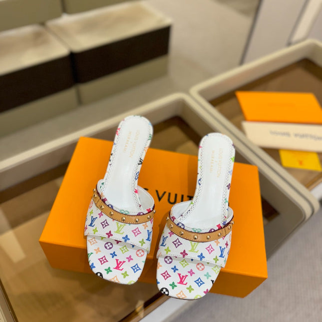 LV X TM 6AM HIGH 4 CM MULE IN WHITE MONOGRAM CALFSKIN