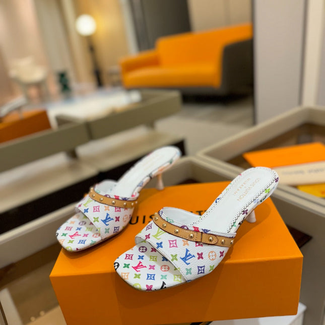 LV X TM 6AM HIGH 4 CM MULE IN WHITE MONOGRAM CALFSKIN