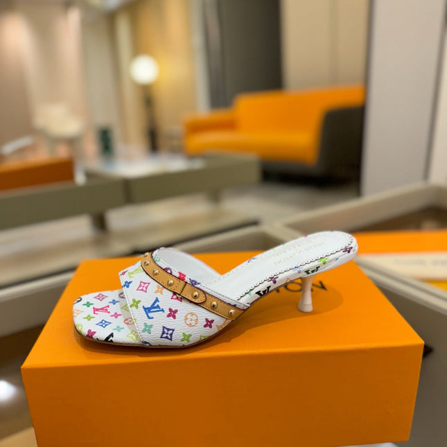 LV X TM 6AM HIGH 4 CM MULE IN WHITE MONOGRAM CALFSKIN