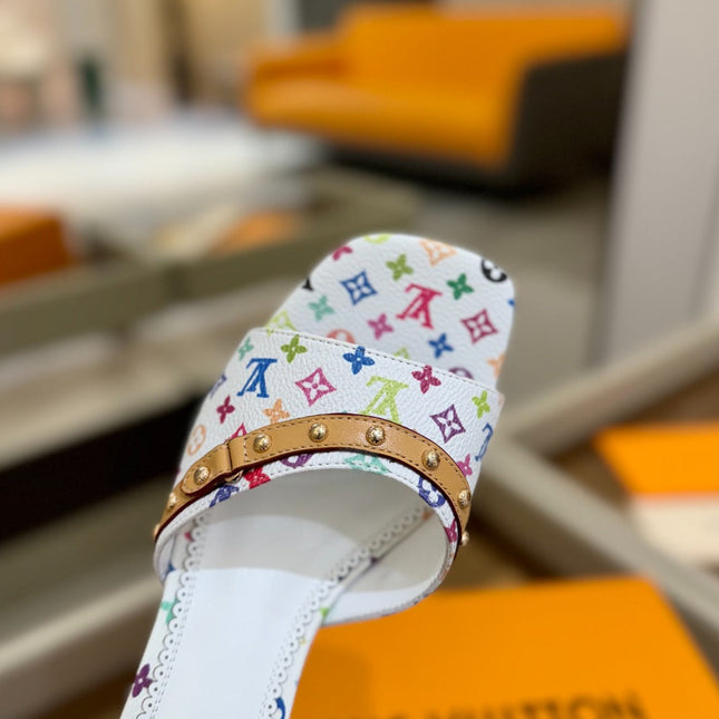 LV X TM 6AM HIGH 4 CM MULE IN WHITE MONOGRAM CALFSKIN