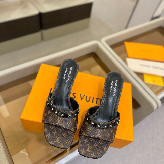 LV X TM 6AM HIGH 4 CM MULE IN CHOCOLATE BROWN MONOGRAM CALFSKIN