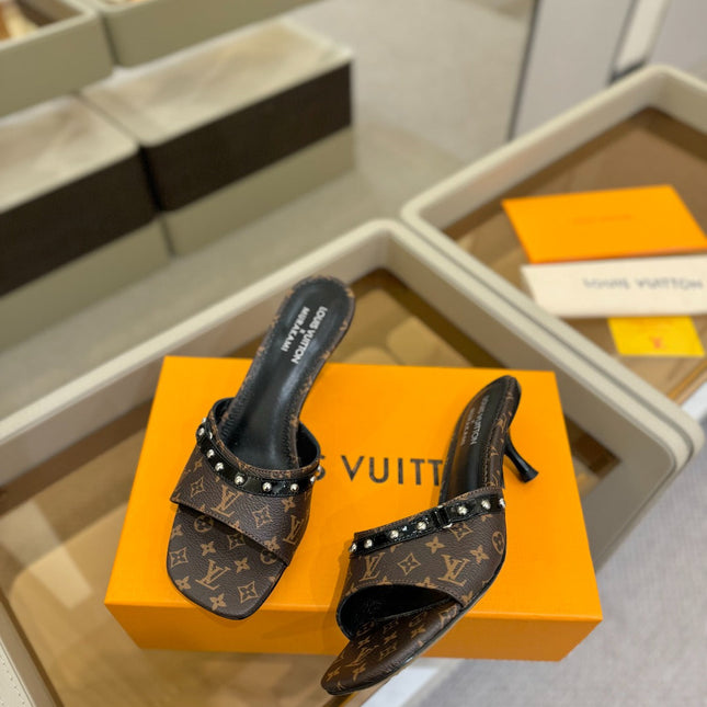 LV X TM 6AM HIGH 4 CM MULE IN CHOCOLATE BROWN MONOGRAM CALFSKIN