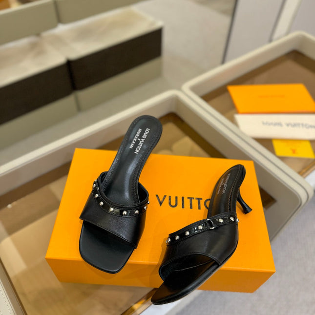 LV X TM 6AM HIGH 4 CM MULE IN BLACK CALFSKIN