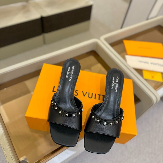 LV X TM 6AM HIGH 4 CM MULE IN BLACK CALFSKIN