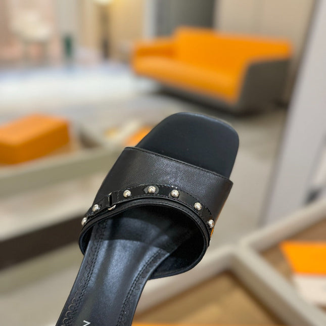 LV X TM 6AM HIGH 4 CM MULE IN BLACK CALFSKIN