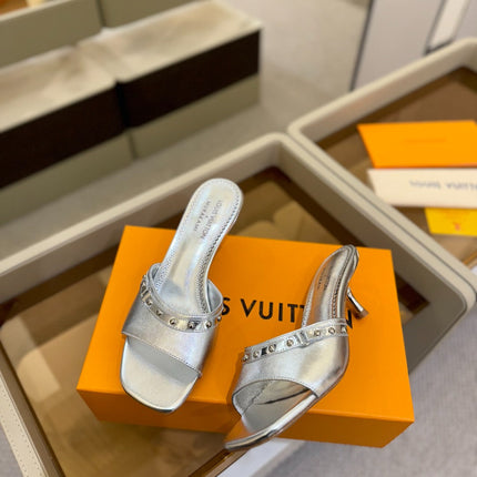 LV X TM 6AM HIGH 4 CM MULE IN SILVER CALFSKIN